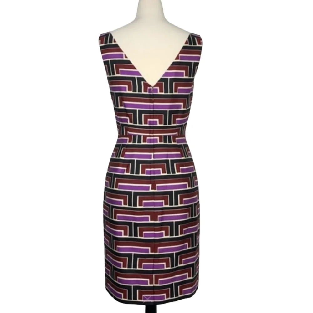 KATE SPADE Florence Broadhurst Sleeveless Geometric Print Silk Blend Dress Sz 0